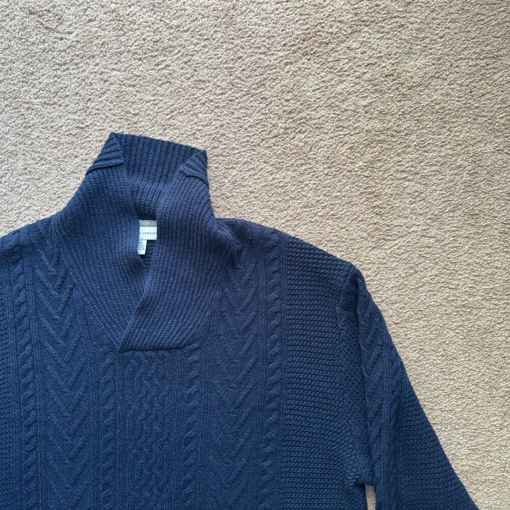 Joseph Abboud Sweater Mens 4X Wool Blend Cowl Neck Navy Blue Pullover Cableknit - Picture 4 of 10